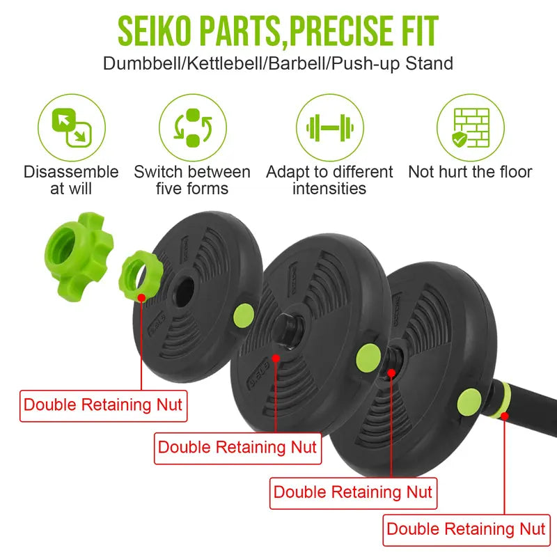 44LB Adjustable Dumbbell Set 4-in-1 Weight Set Dumbbells, Barbell, Kettlebell & Push-Up Handles, Home Gym Strength Training Equipment