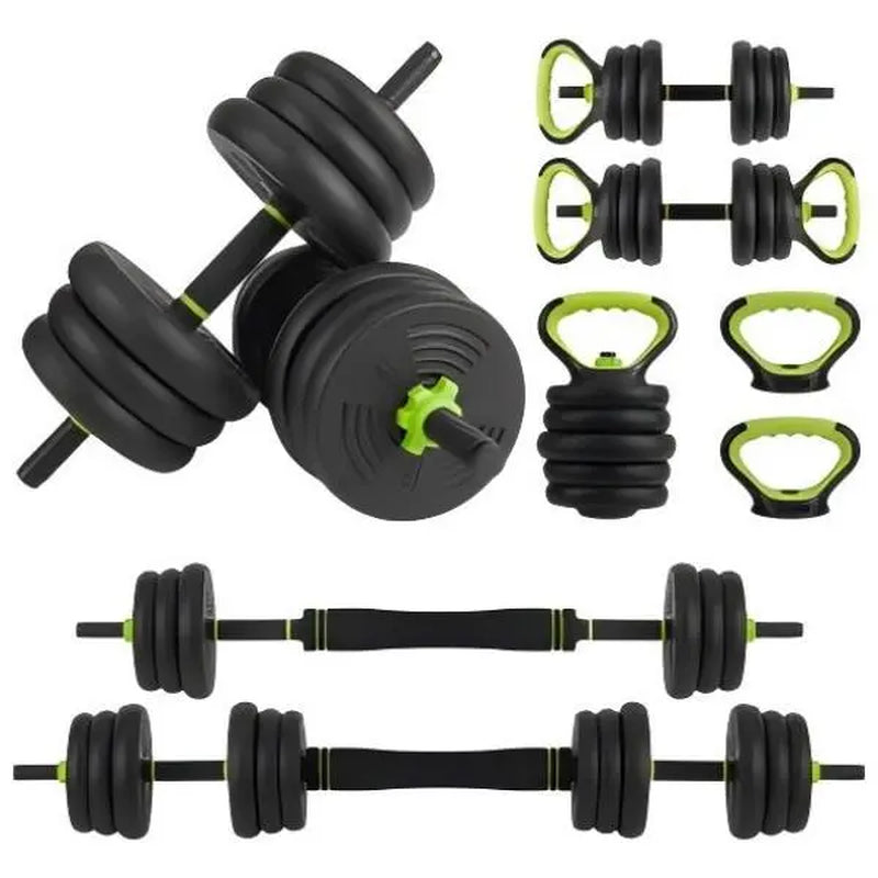 44LB Adjustable Dumbbell Set 4-in-1 Weight Set Dumbbells, Barbell, Kettlebell & Push-Up Handles, Home Gym Strength Training Equipment