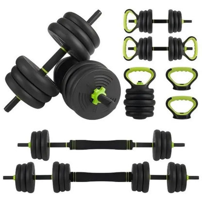 44LB Adjustable Dumbbell Set 4-in-1 Weight Set Dumbbells, Barbell, Kettlebell & Push-Up Handles, Home Gym Strength Training Equipment