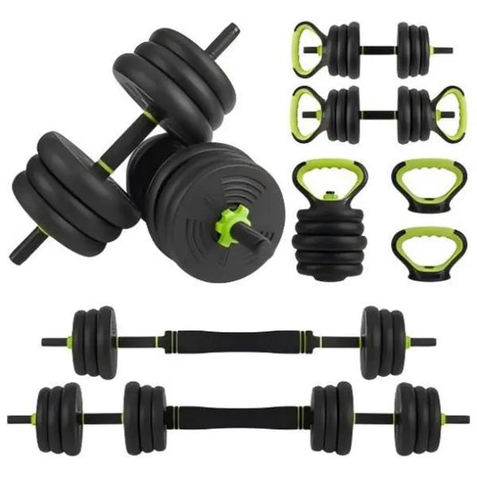44LB Adjustable Dumbbell Set 4-in-1 Weight Set Dumbbells, Barbell, Kettlebell & Push-Up Handles, Home Gym Strength Training Equipment